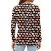Damenmode Saumschlitz Lässig Halloween-Print Rundhals Langarm Oberteil