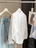 Women's Spring Korean-Style Pleated Waist Lapel Shirt - Loose Fit, Long Sleeve Layering Top