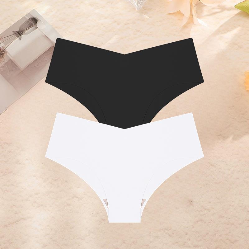 2Pcs/Set Plus Size Underwear Women's Panties Ice Silk Ladies Seamless Underpants Girls Briefs Breathable Sexy Lingerie Female