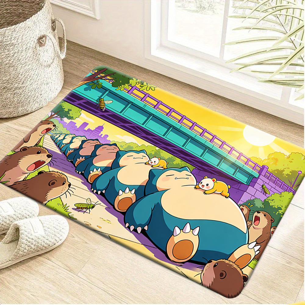 Pokemon Gengar Purple Flame Print Non-Slip Doormat, Absorbent Floor Mat for Home Decor
