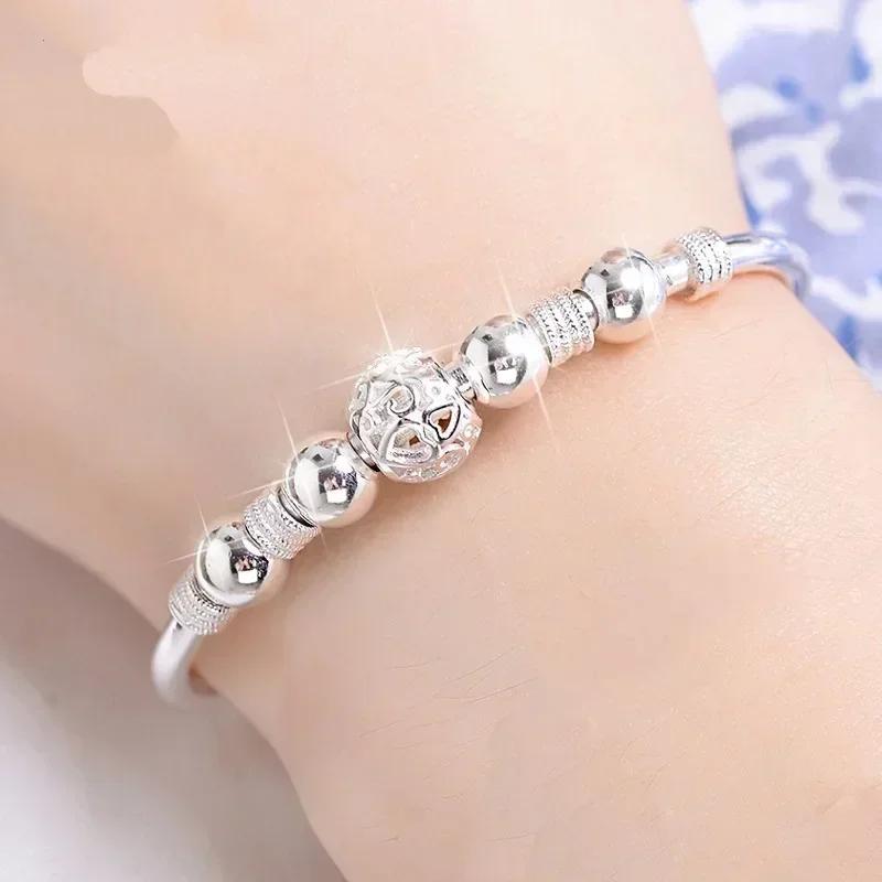 925 Silver Bracelet Double Layer Pearl Bracelet for Women Girl Vintage Luxury Design Bead Korean Jewelry Charm Bracelet