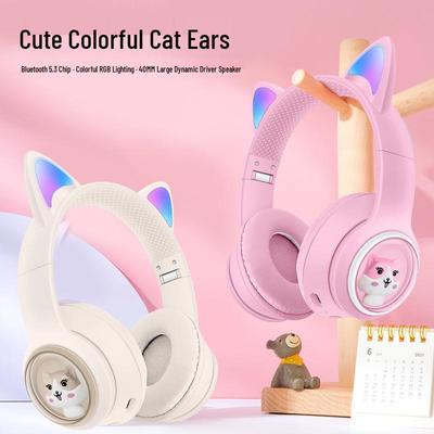 AKZ-01 Luminous Cat Ear Bluetooth Gaming Headset - Cute & Girly E-sports Design