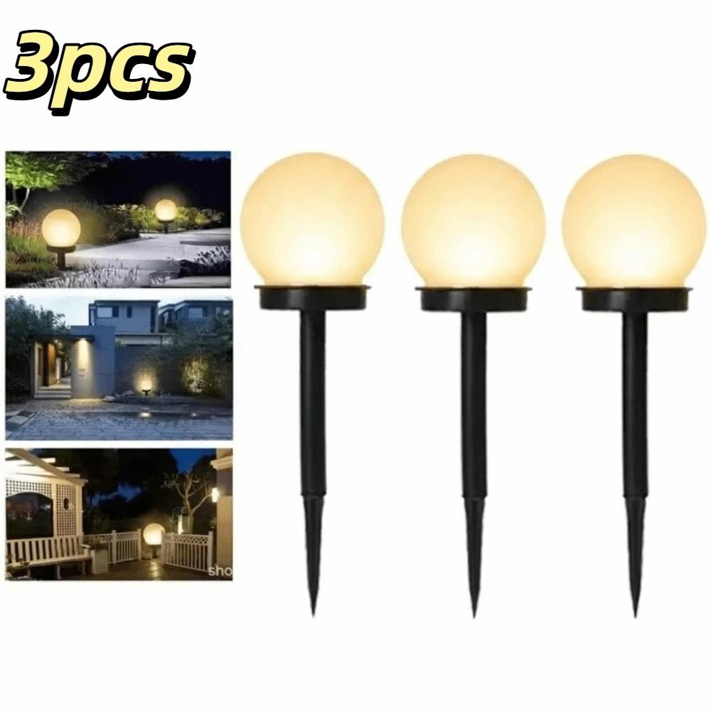 3pcs Waterproof Design Solar Bulb Lamp Solid Sealed Structure Outdoor Garden Light  Roadside Layout