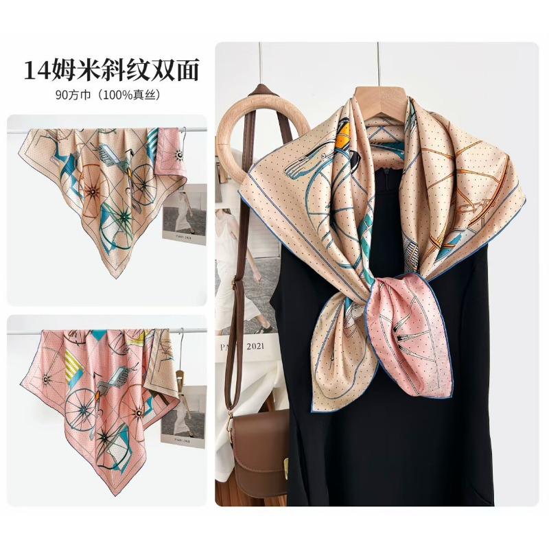 Silk twill 14 mmi large silk scarf women's fashion versatile high-end mulberry silk square scarf light luxury versatile 90 shawl