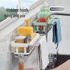 Wall-Mounted Retractable Kitchen Rack: No-Drill Dishcloth Holder, Spice Shelf, and Sink Drain Basket