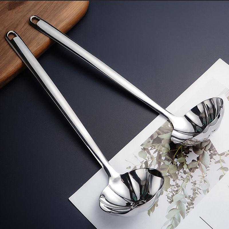 Nerezová naběračka na horký hrnec cedník naběračky Hotpot polévková naběračka lžíce list lotosu tvarovaná dlouhá rukojeť cedník kuchyňská pomůcka na vaření