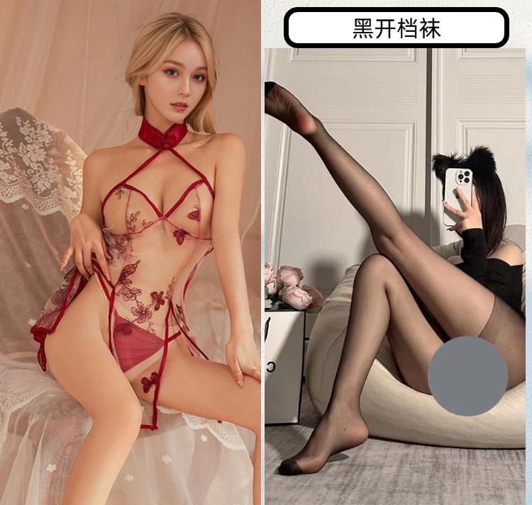 Sexy lingerie classical embroidery elegant cheongsam suit sexy hot passion perspective uniform seduction bed flirting