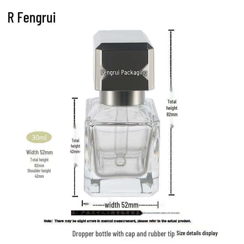 30ml Four Seasons Aurora Essence Oil Bottle with Rubber Dropper and Square Glass Design
