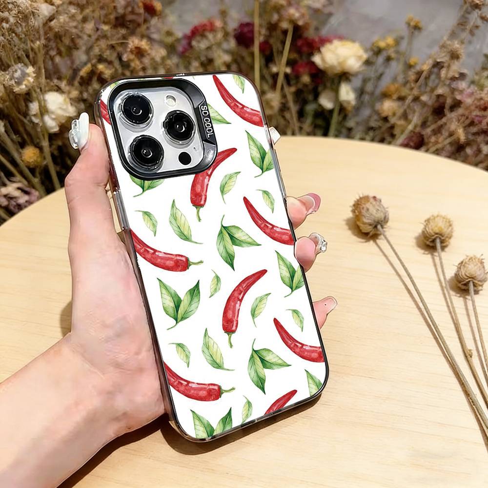 

Chili Red Phone Case For iPhone 17,16,15,14,13,12,11 Plus,Pro Max,XS,Colorful Silver Black Cover iPhone15Pro