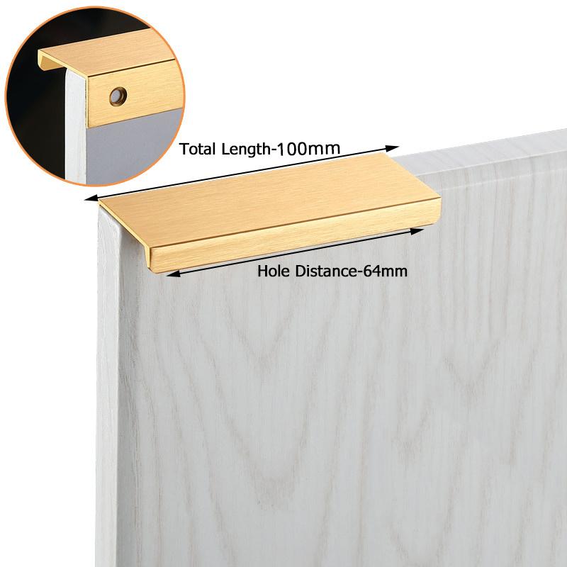 KAK Gold Silver Black Hidden Cabinet Handles Zinc Alloy Kitchen Cupboard Pulls Drawer Knobs Furniture Door Handle Hardware