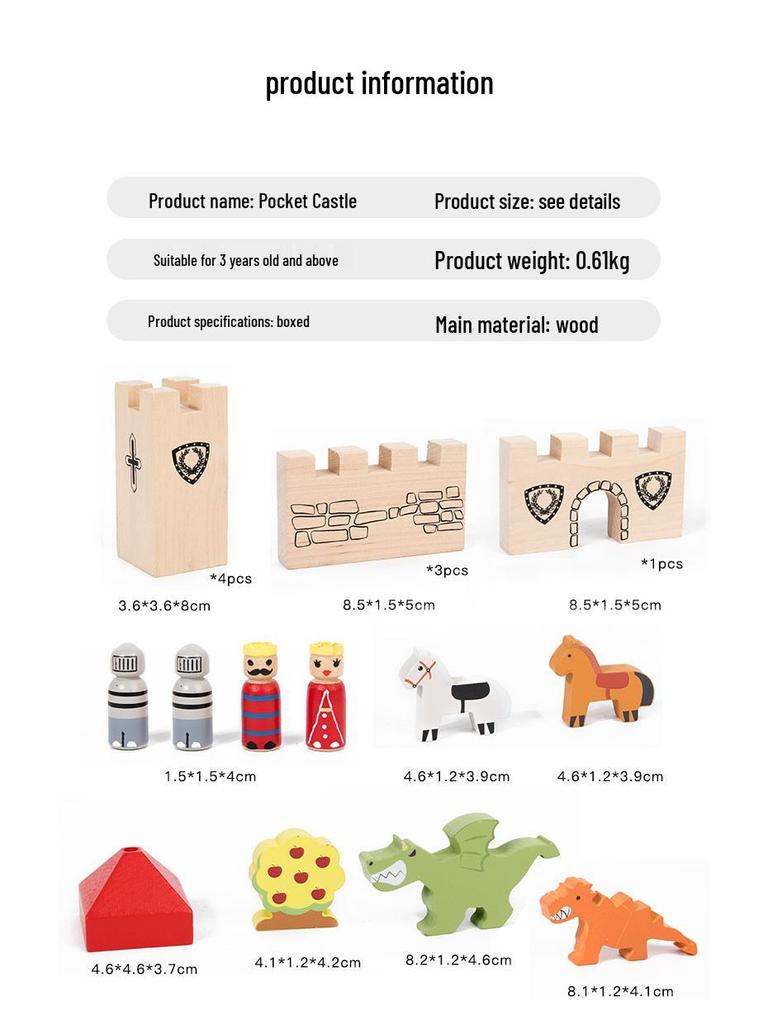 3D Creative Thinking Castle: Wooden Puzzle & Building Blocks for Children's Early Education