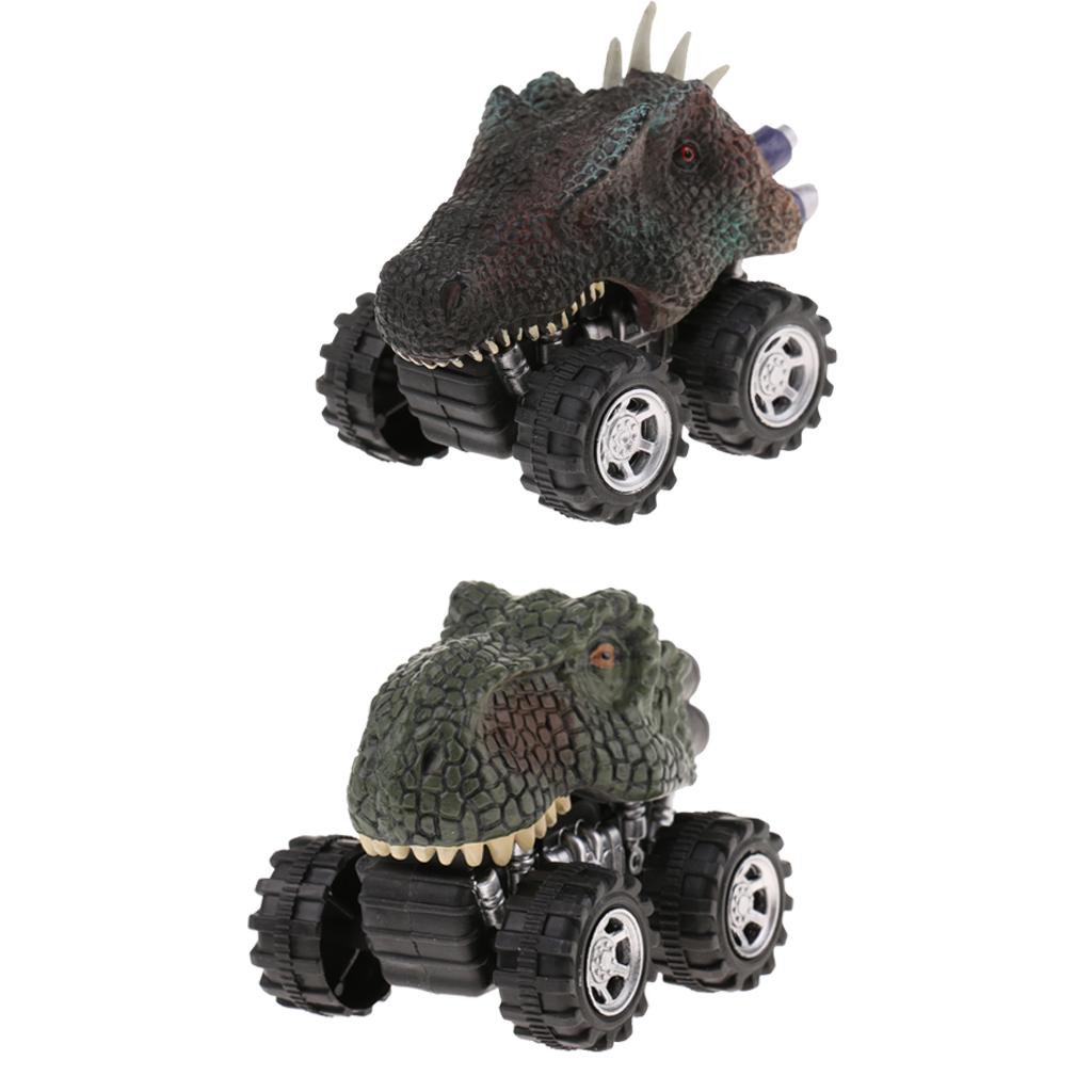 2Pc Kid Children Pull Dinosaur Figure Toy Tyrannosaurus & Backthorn