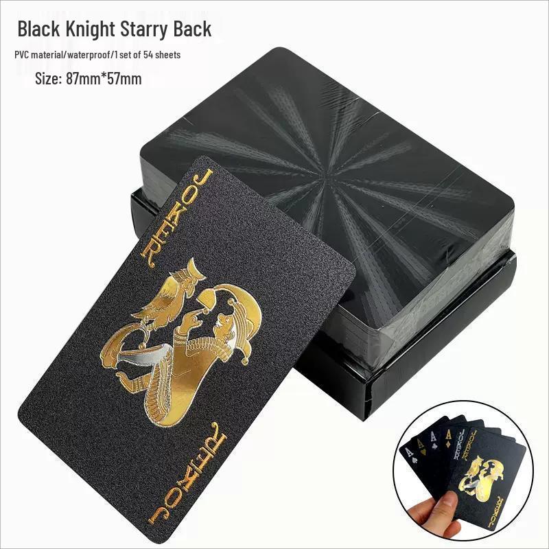 Black and Gold Waterproof PVC Plastic Playing Cards, Dou Dizhu Entertainment Game Magic Props