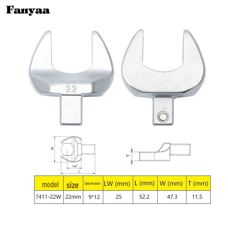 Fanyaa Torque Wrench Open-End Interchangeable Head