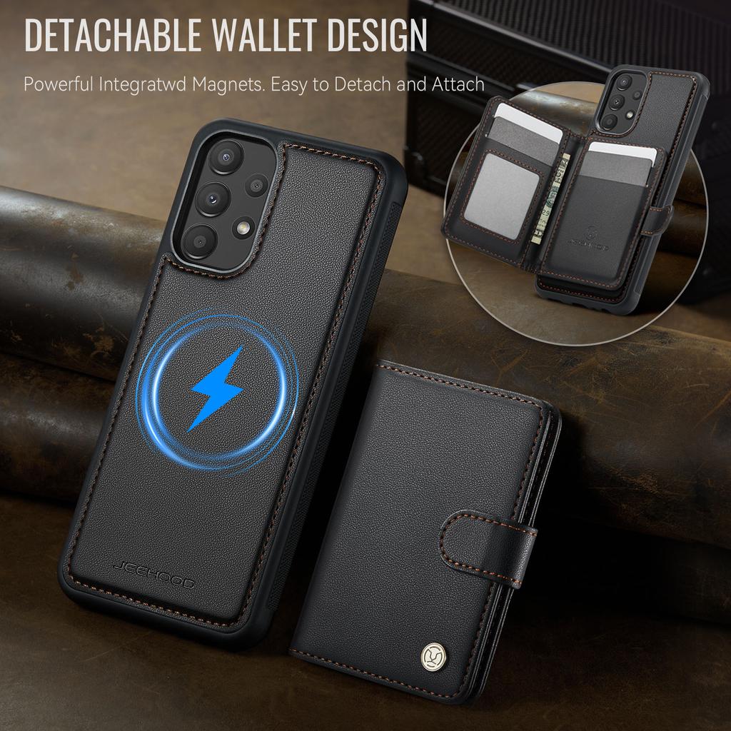 For Samsung Galaxy A33 5G Case JEEHOOD J09 RFID Blocking Card Holder Leather Back Phone Cover Magnetic Case
