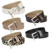 Women's Leopard Print Wide Belt Adjustable PU Leather Fashion Accessory With Detachable Buckle