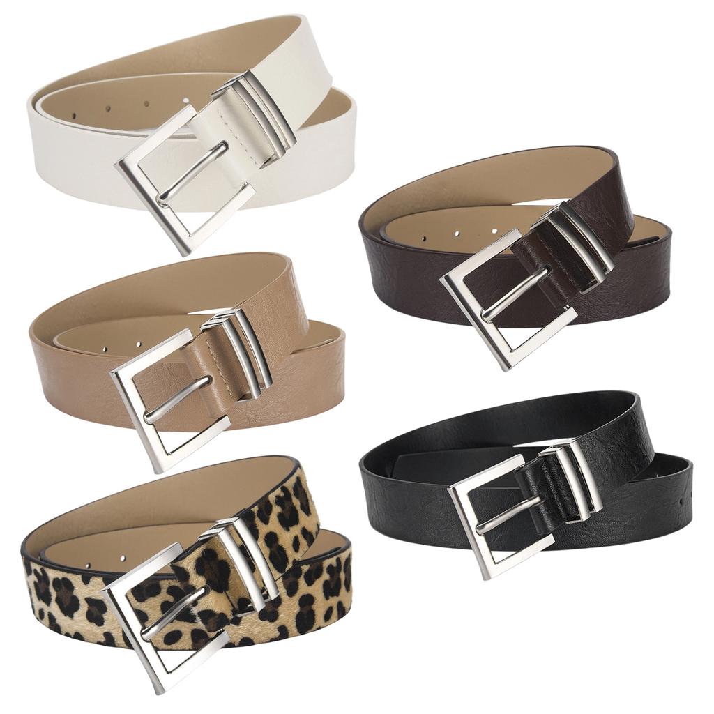 Women's Leopard Print Wide Belt Adjustable PU Leather Fashion Accessory With Detachable Buckle