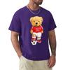 Cute Teddy Teddy Bear In Soccer Player T Shirt Harajuku Short Sleeve T-shirt 100% Cotton Graphics Tshirt Tops
