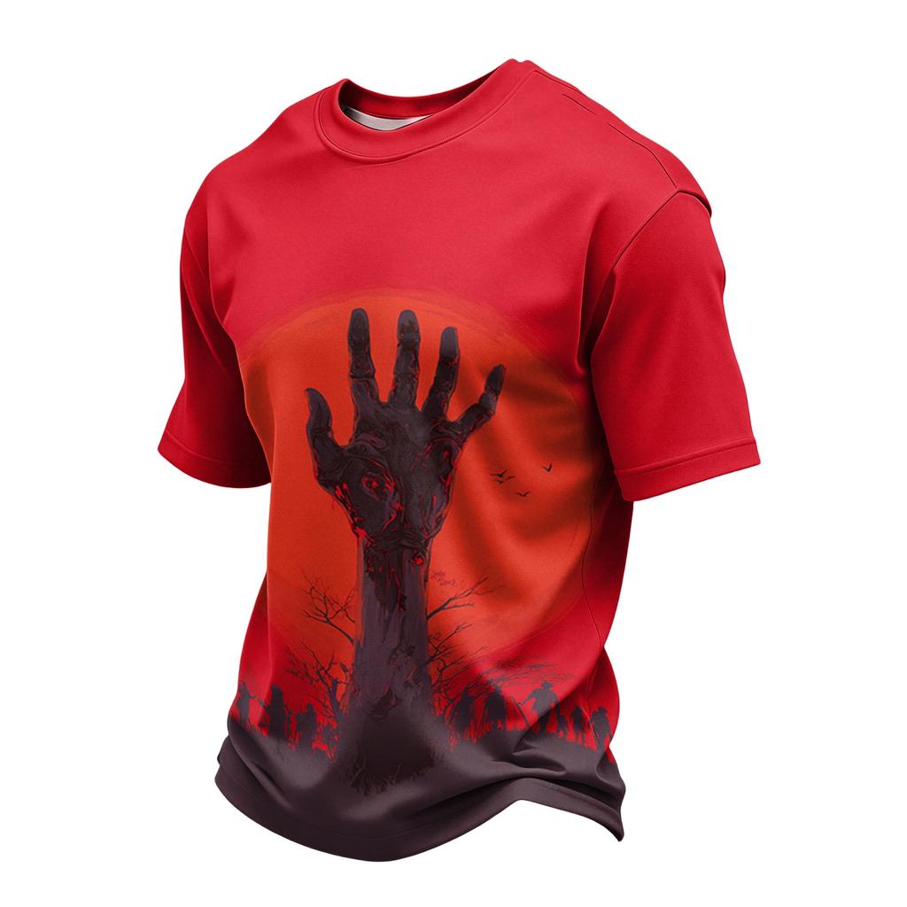 Men's Casual Lightweight Breathable Short Sleeve T-Shirt with Halloween Print Crew Neck Comfortable Fit for Daily Wear