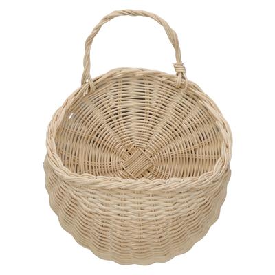 Cesta de vime para pendurar na parede, cesta de armazenamento multifuncional de vime para parede, bege