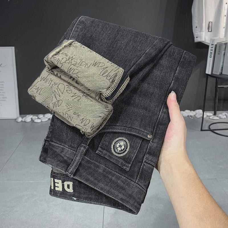 

Брендовые мужские модные эластичные вышитые узкие прямые джинсы Size 31 (130 lbs)