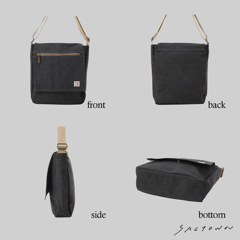 Hanpu Koubou Shoulder Bag for Men and A4 3X57 (Canvas Workshop) Women, Canvas, Crossbody, Size, (Black)
