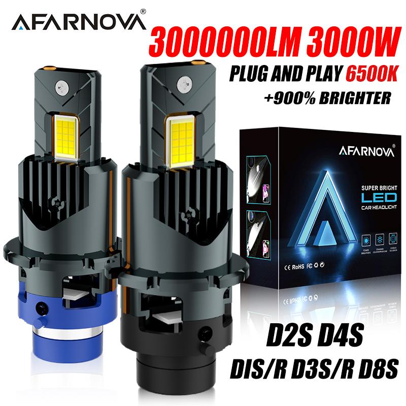 

Светодиодная фара для автомобиля D2S D4S, ксеноновая лампа D2R D4R, автомобильный свет, высокая мощность, 9570 CSP чип, 3000 Вт, 1:1 Лампа Turbo 6000K Белая Plug and Play High power