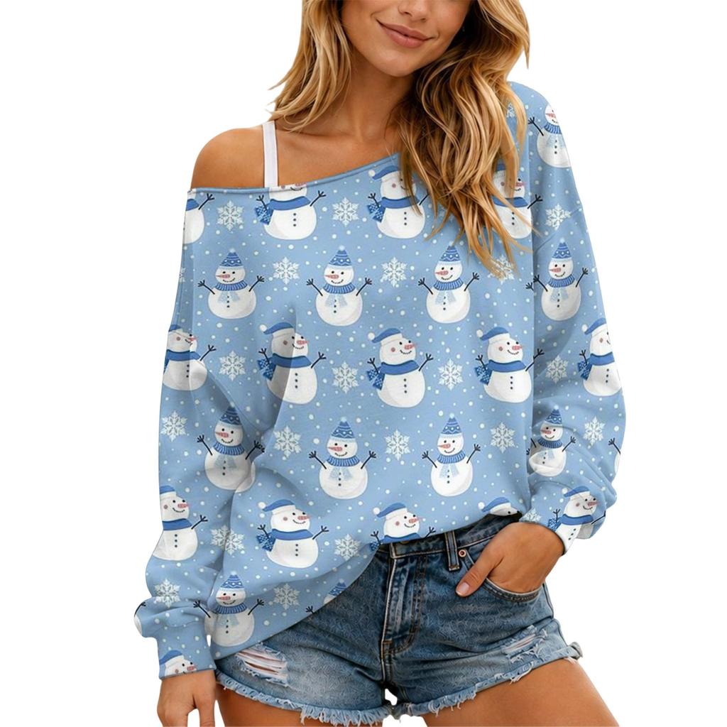 Women's Christmas Long Sleeve Top, Casual Loose Fit Comfortable Holiday Shirt
