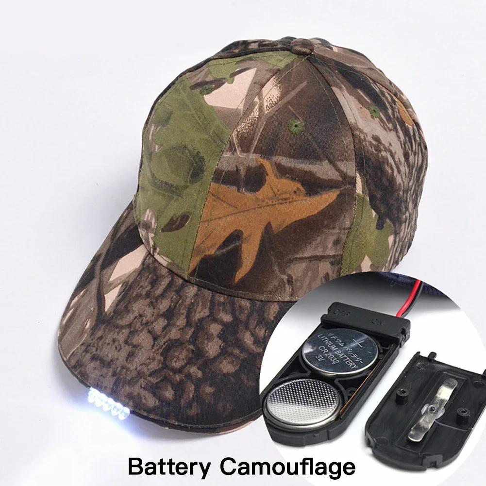 

Outdoor Camping Night Fishing Peaked Cap LED Lighted Baseball Cap Powered By USB / Button Battery Extended Brim Sun Hat