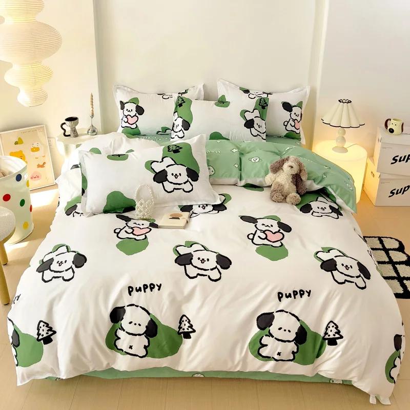 Blue Love Duvet Cover Set Heart Shaped Cute Rabbit Print Bedding Sets For Women Girls Teens Bed Set Flat Sheet Reversible Covers