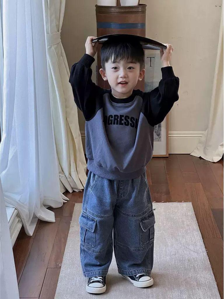 Boys' Korean Style Loose Jeans - Trendy Autumn & Spring Casual Pants for Small and Medium Children