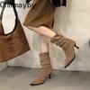 Autumn Fashion Pointed Toe Women Ankle Boots Street Style High Heels Party Stripper Female Short Booties