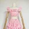 Elegante Completo Estate 2024 con Top a Scollo Quadrato e Gonna Lunga a Strati per Donna