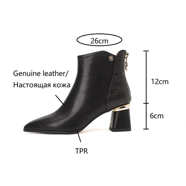 Fashion NEW Autumn Women Boots Pointed Toe Chunky Heel Boots Genuine Leather Shoes for Women Elegent Ankle Boots High Heel Female Boots