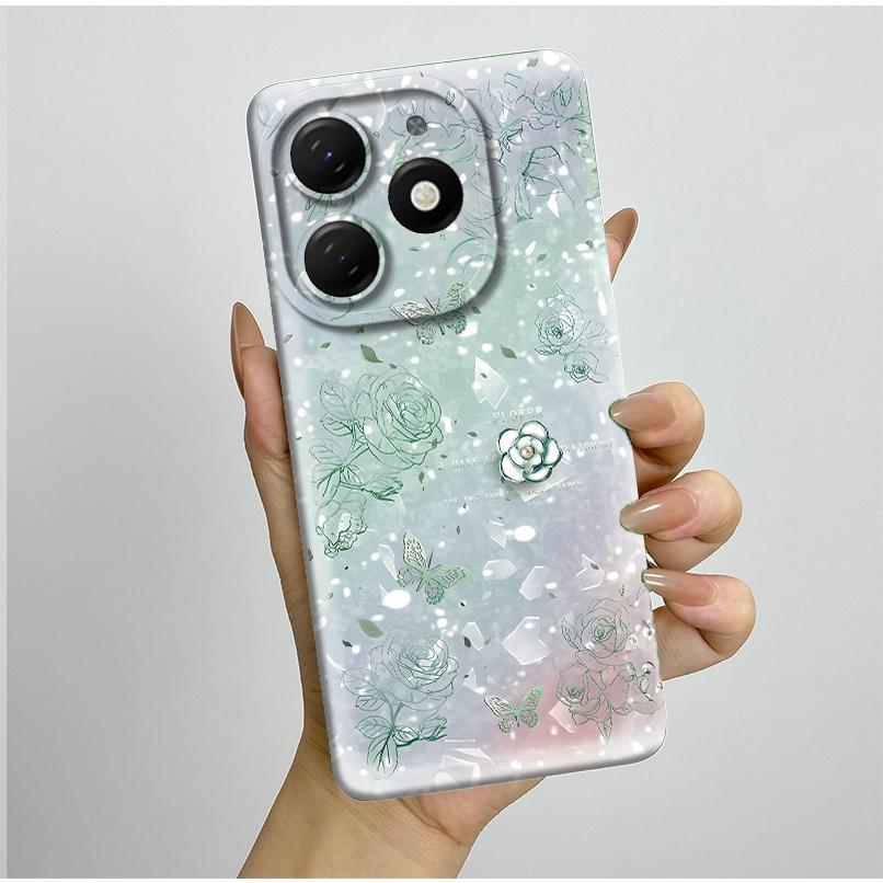 Für tecno Spark go 2024 BG6 Hülle Fundas Schöne Blumen Mattes Flüssigsilikon Schutzhülle Für Tecno SparkGO 2024 Handyhüllen