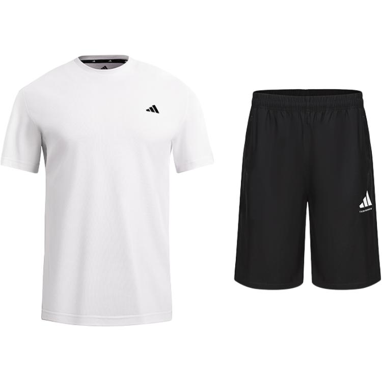 

Adidas Quick-Drying Breathable Solid Color Round Neck Short Sleeve Shorts Casual Sports Set Men Sets KC3740+S21ATMSH3T-BW S