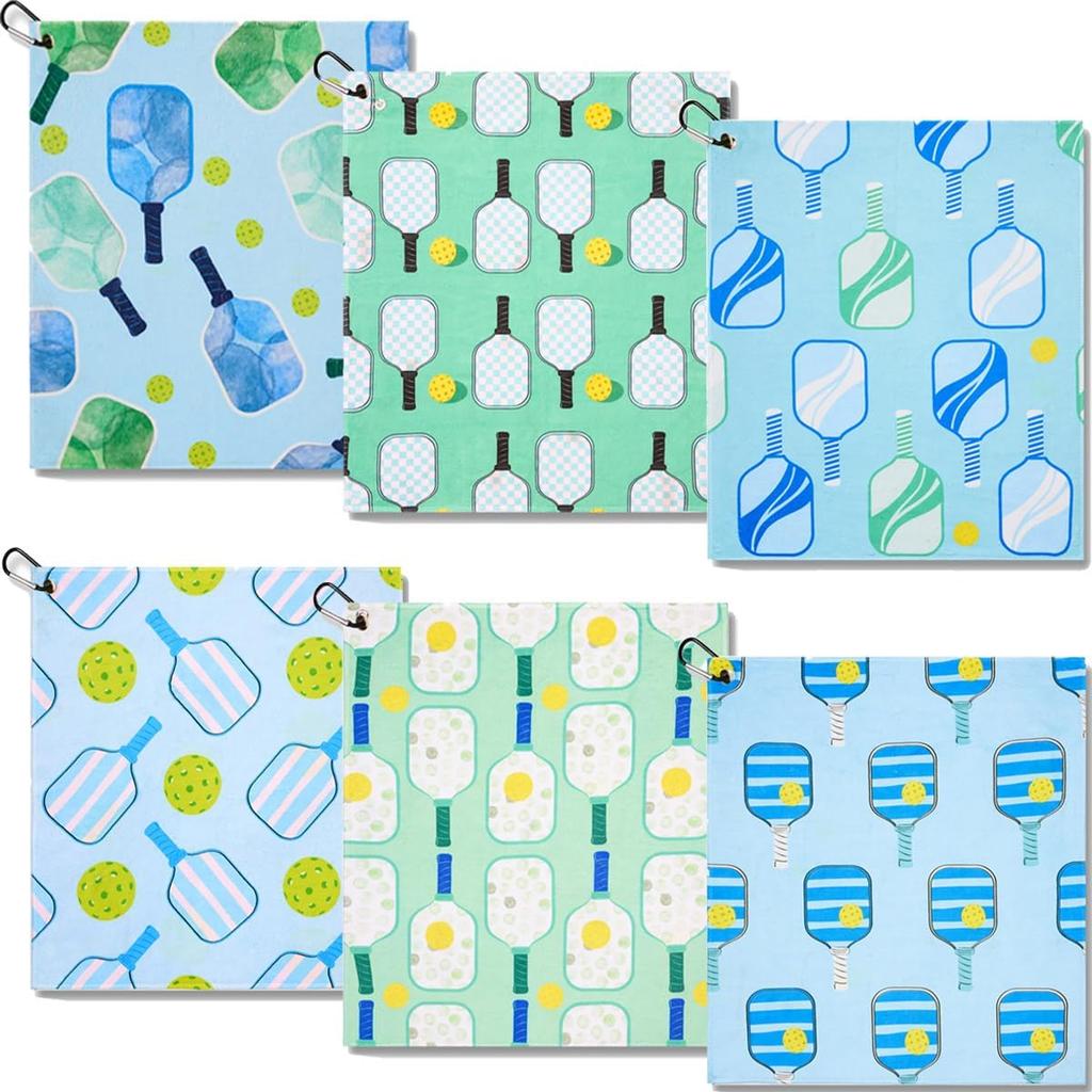 6 Pcs Soft Pickleball Towel 15 x 17 Inch Absorbent Fast Drying Pickleball Towels for Women Sweat Funny Pickleball Gifts for Men Women Hand Towel with