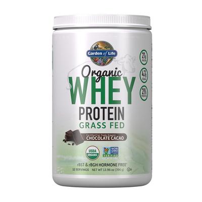 Organic Whey Protein Grass Fed Powder Chocolate Cacao 12 Servings, 13.96 Oz