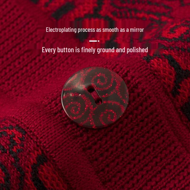 Yuzhaolin Elderly Women's Jacquard Knitted Cardigan