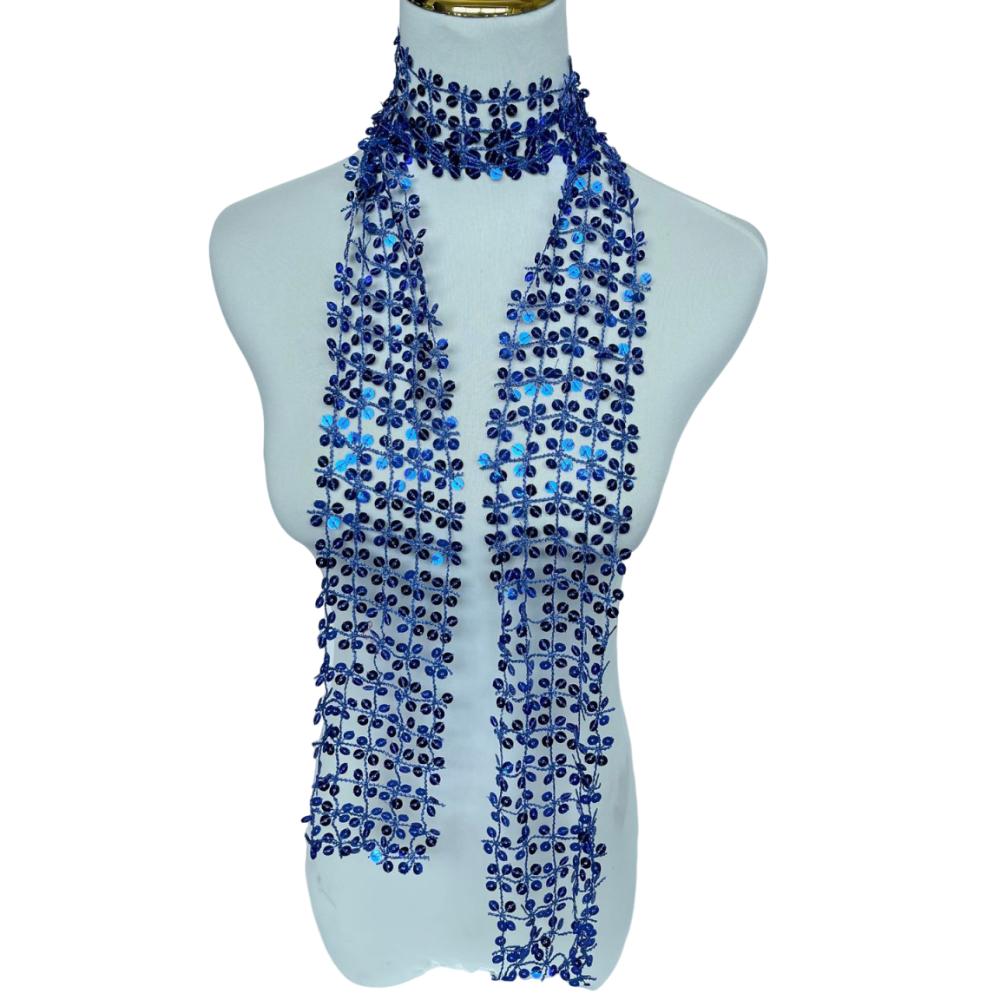 Hollow Sequin Scarf Flower Shape Sparkling Hair Accessory Neck Wrap Waist Chain  Party