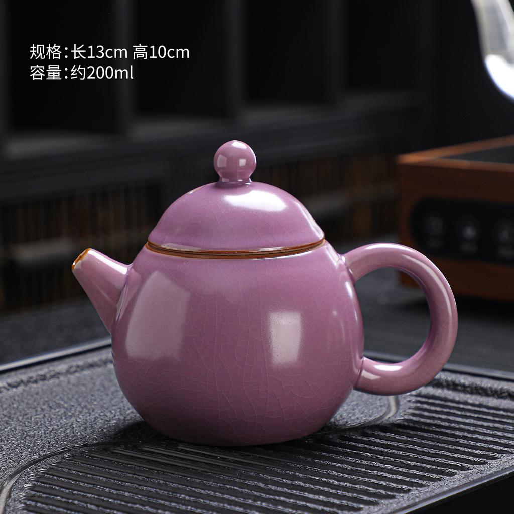 Ru kiln open keramische theepot Kung Fu theeset enkele pot ijsbarstglazuur bubbeltheepot schaduw cyaan paarsglazuur theepot