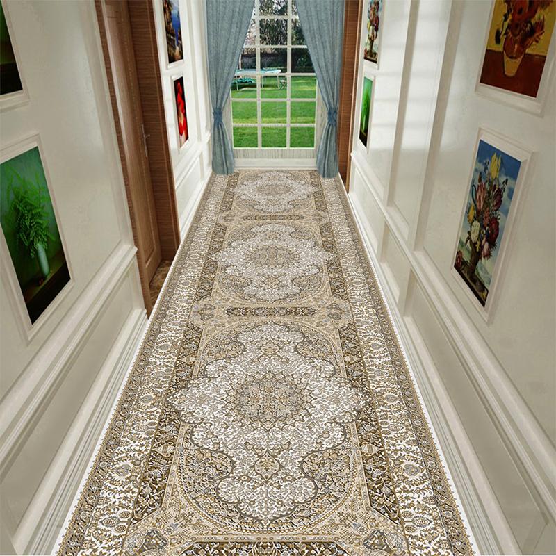 Retro Ethnic Long Corridor Carpet Luxury European Decoration Hallway Rug Non-slip Easy Cleaning Floor Mat Stairway Runners Mats