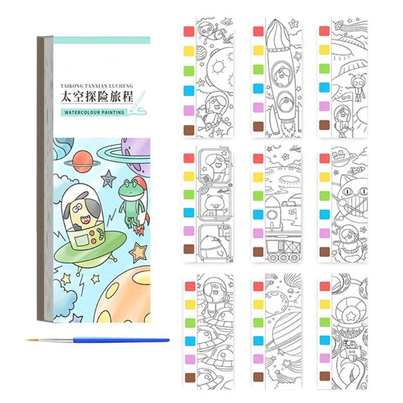 Kids Watercolor Art Sketching Book with Built in Paint and Art Brush For Childrens Beginner Artists Travel Drawing