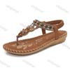 Large Size Women's Roman Shoes Summer New Lightweight Comfortable Soft Sole Beach Shoes Rhinestone Non Slip Casual Flats
