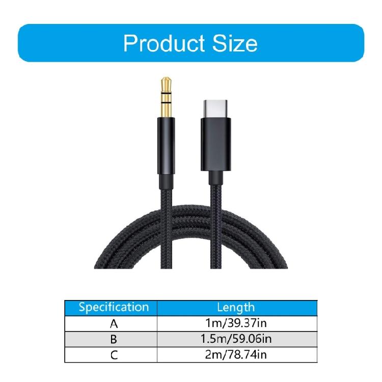 Noise Cancelling Type C To 3.5mm Audios Cable for Clear Music and Call Multifunctional Audios Cable for Various Devices