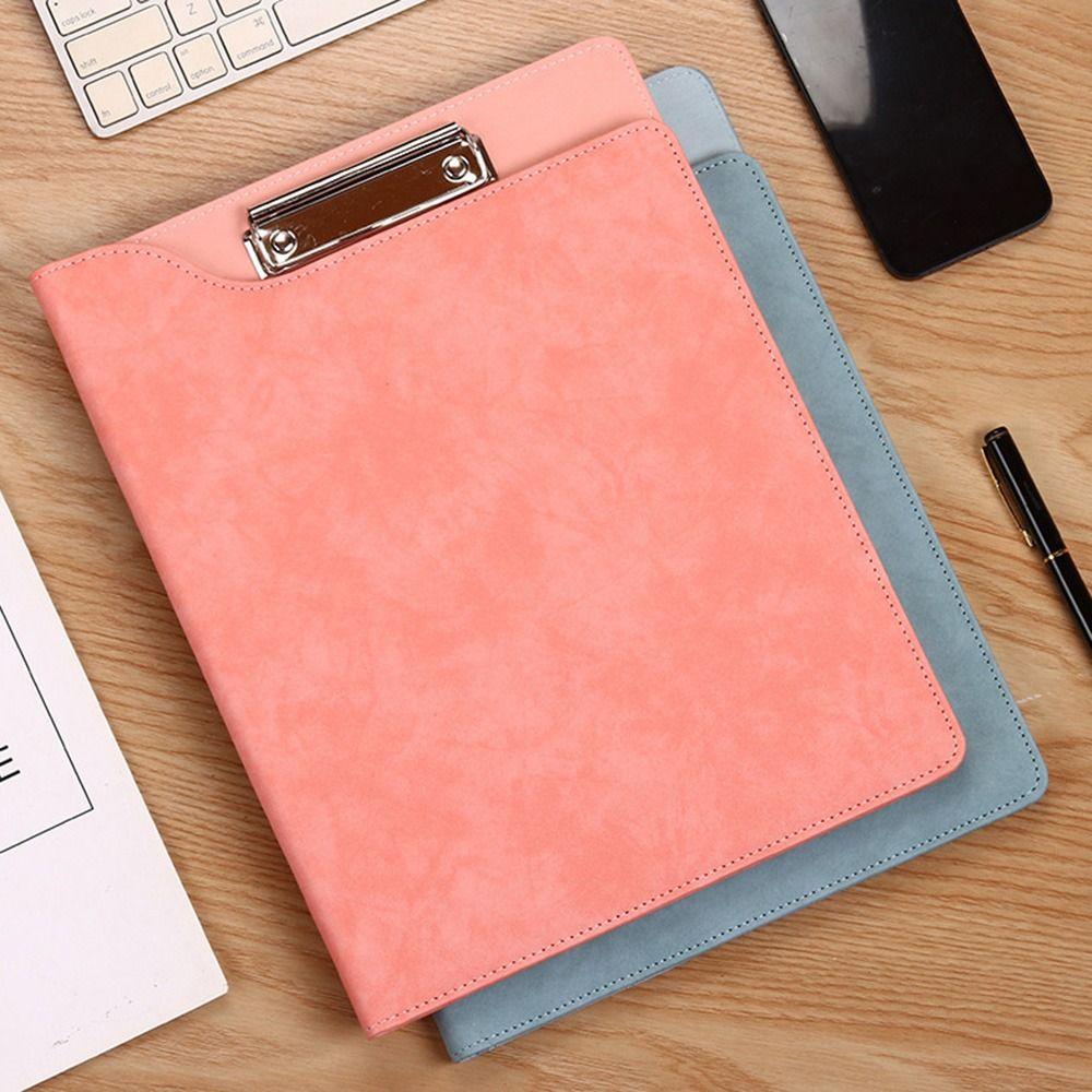With Pen Holder PU Leather Writing Clip Metal Board Clip Document Organizer  Office