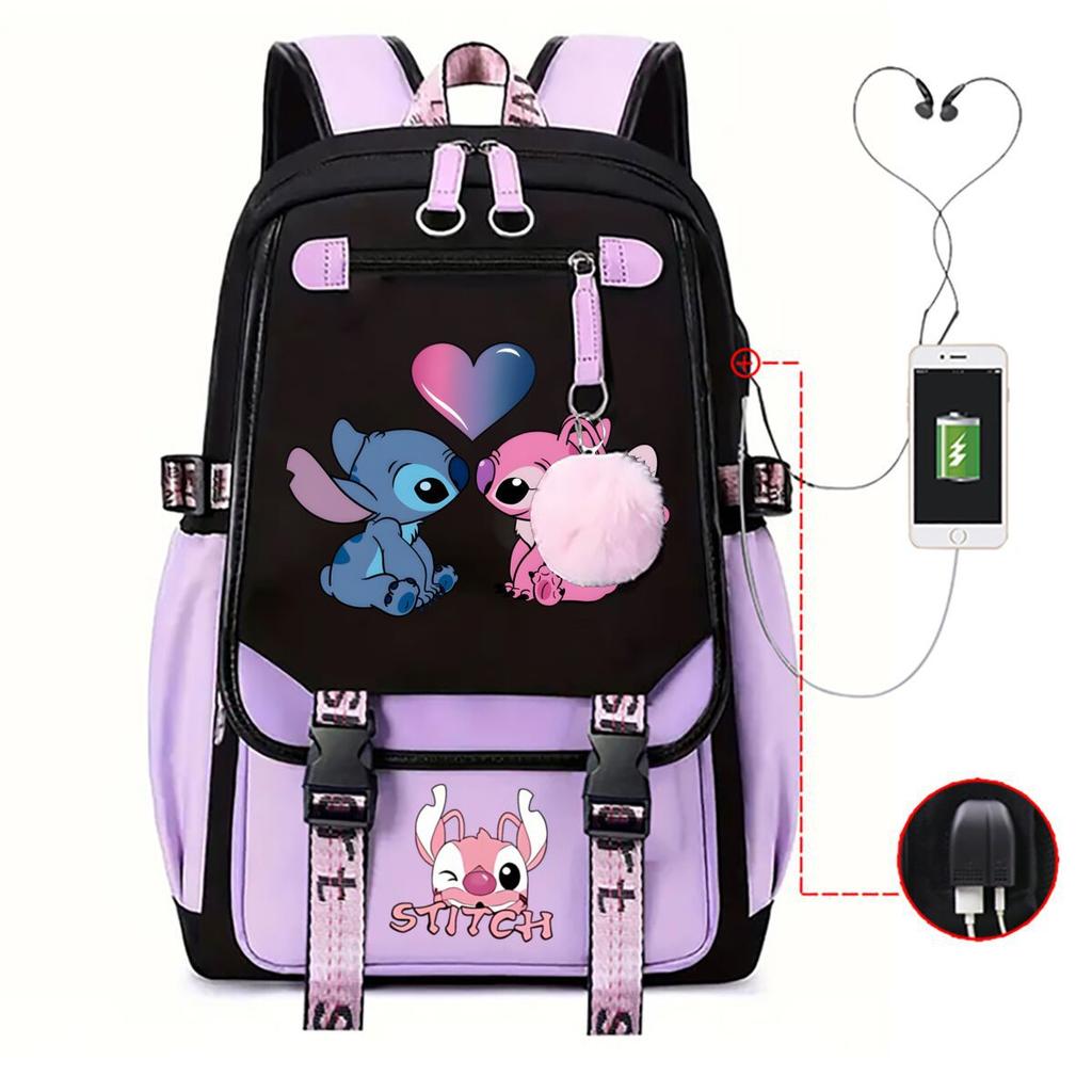 Children'S School Bag Contrasting Color Neutral Backpack Animation Printing Primary And Secondary School Students