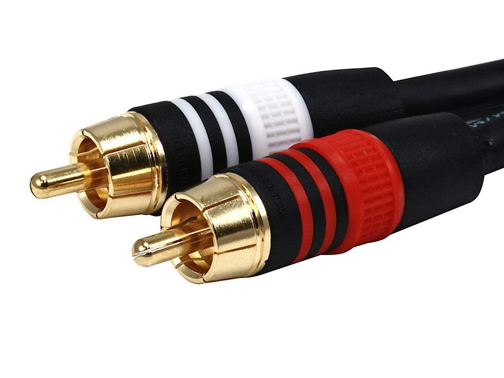Monoprice Premium 2 RCA RCA Plug 22AWG Cable Black 1.5ft Plug/2 M/M - [Used]