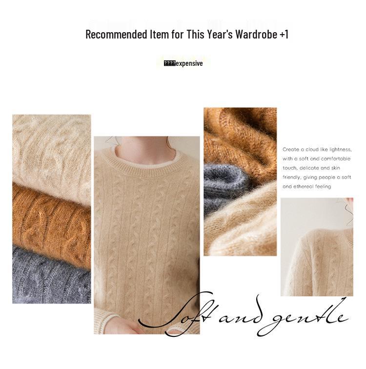 Women's Color-Block Faux Two-Piece Wool Sweater with Double Collar for Autumn/Winter