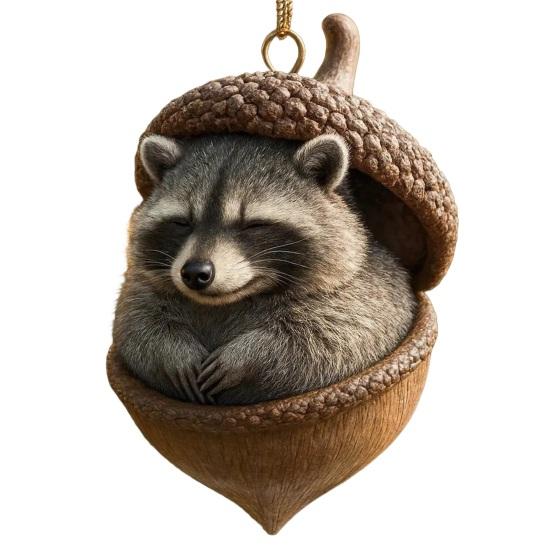 Forest Acorn Animal Ornaments 2D Acrylic Hanging Charm Cute Squirrel Deer Fox Decor for Car Mirror Home And Christmas Tree